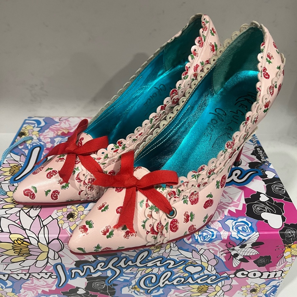 Irregular Choice Pink and Red Floral Heels